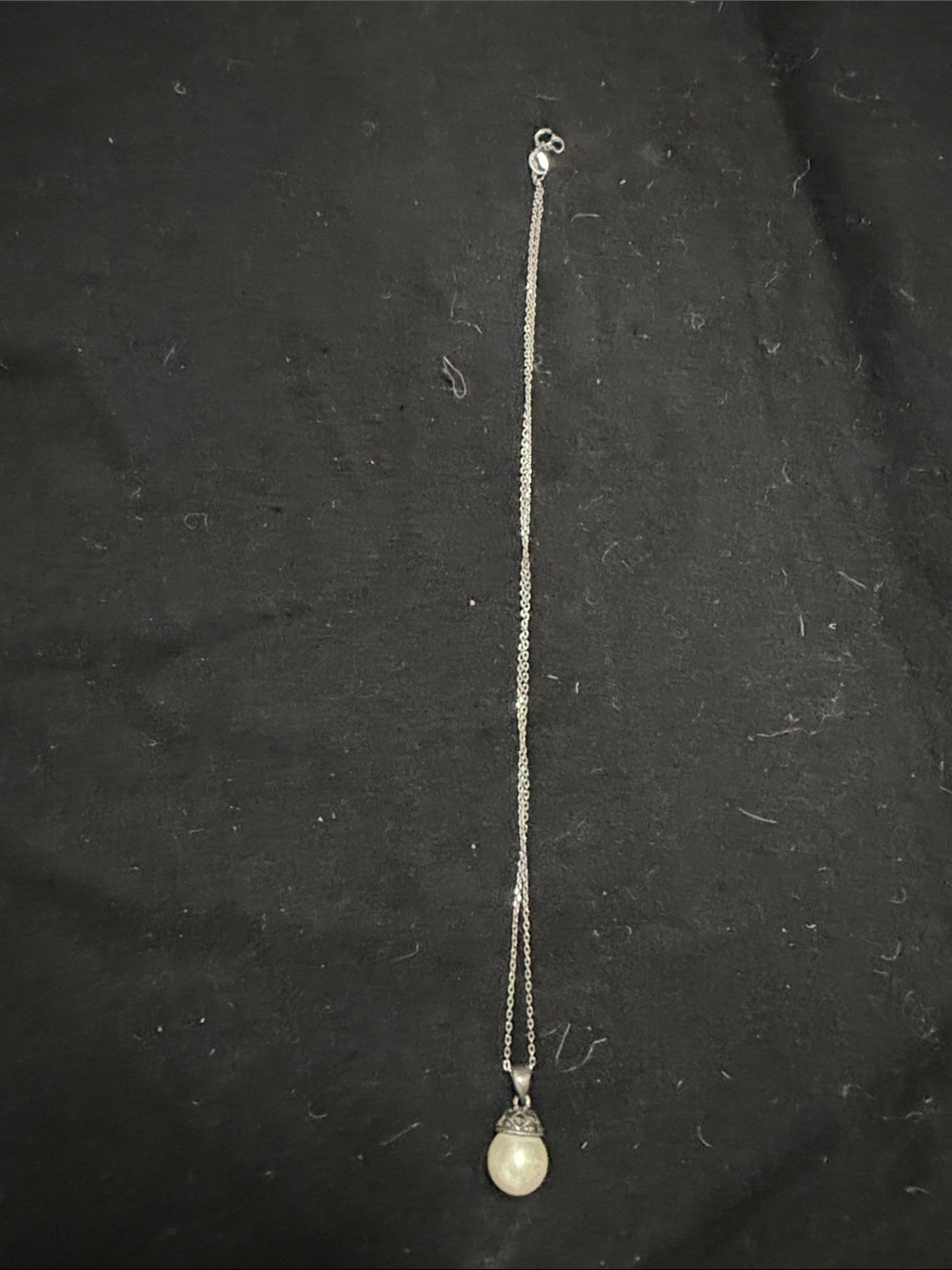 Silver Necklace with Pale Moonstone Pendant